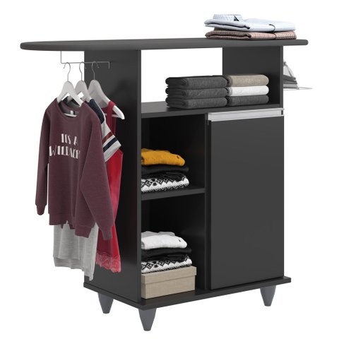 Tábua de Passar Com Balcão 1 Porta 1 Gaveta Giovana Preto - Lumil