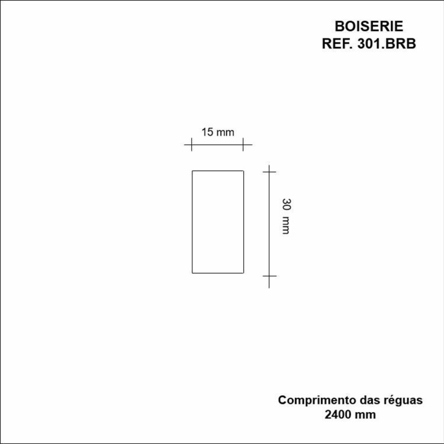 Kit com 15 Boiserie Mdf 3cm X 15mm X 2,40m Liso Moldufama 301 - 3