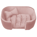 Ver imagem 2 de Cama para Cachorro Pet Sofá Gato Pé Palito Caminha Confortável com Almofada Veludo Rosa