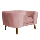 Ver imagem 1 de Cama para Cachorro Pet Sofá Gato Pé Palito Caminha Confortável com Almofada Veludo Rosa