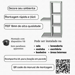 Nicho Aparador Organizador Minimalista Preto - 5