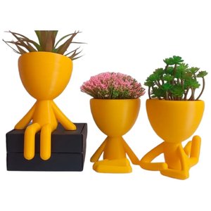 Trio de Vasos Bob Robert Plant em Cerâmica Decor - Amarela