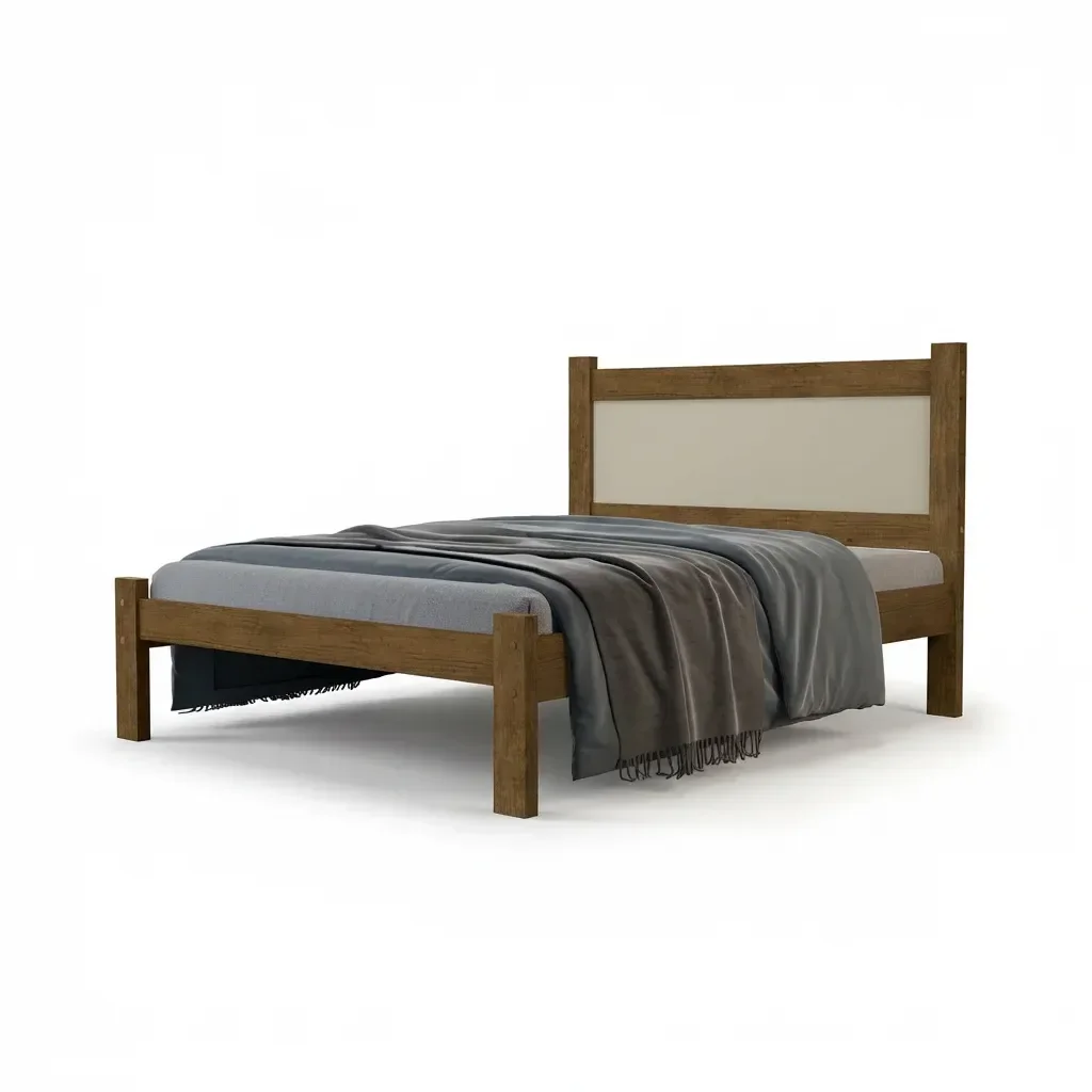 Ver imagem 2 de Cama Casal em MDF Prisma 100% MDF Jequitibá/Off White