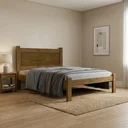 Ver imagem 1 de Cama Casal em MDF Prisma 100% MDF Jequitibá/Off White Marrom