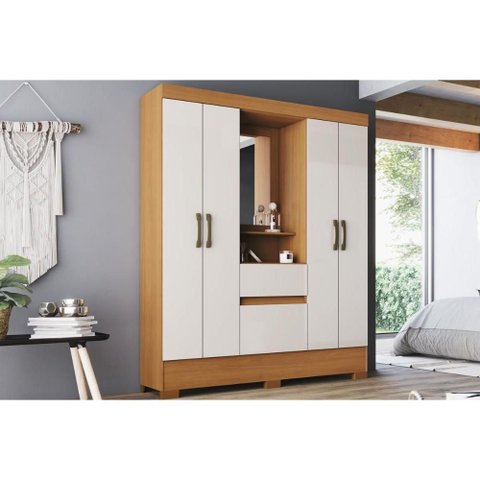 Guarda Roupa 4 Portas 2 Gavs c/Esp BS07 Henn Cinamom