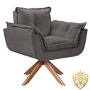Ver imagem 1 de Poltrona Opalla Giratória Madeira Suede Cinza