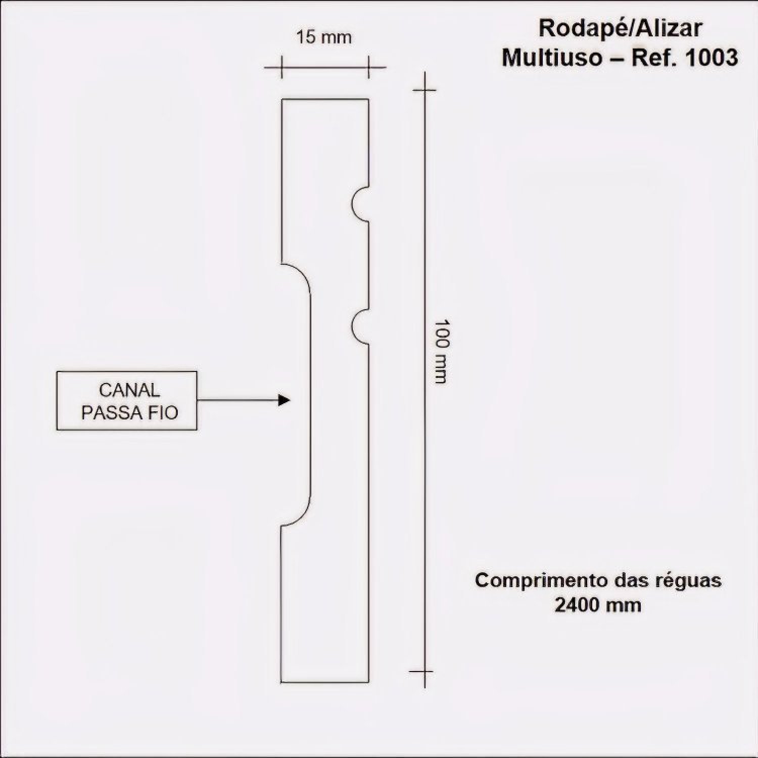 Kit Rodapé de MDF 15 Barras Frisadas de 10cm x 2,40m Rende 36 Metros Moldufama  - 2
