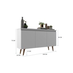 Buffet 3 Portas 136cm Retrô Elza Yescasa - 4