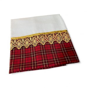 Pano de Prato Xadrez com Dourado Natalino 68x50cm