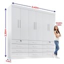Ver imagem 4 de Guarda Roupa Casal MDF 6 Portas 12 Gavetas Marselha Plus Branco