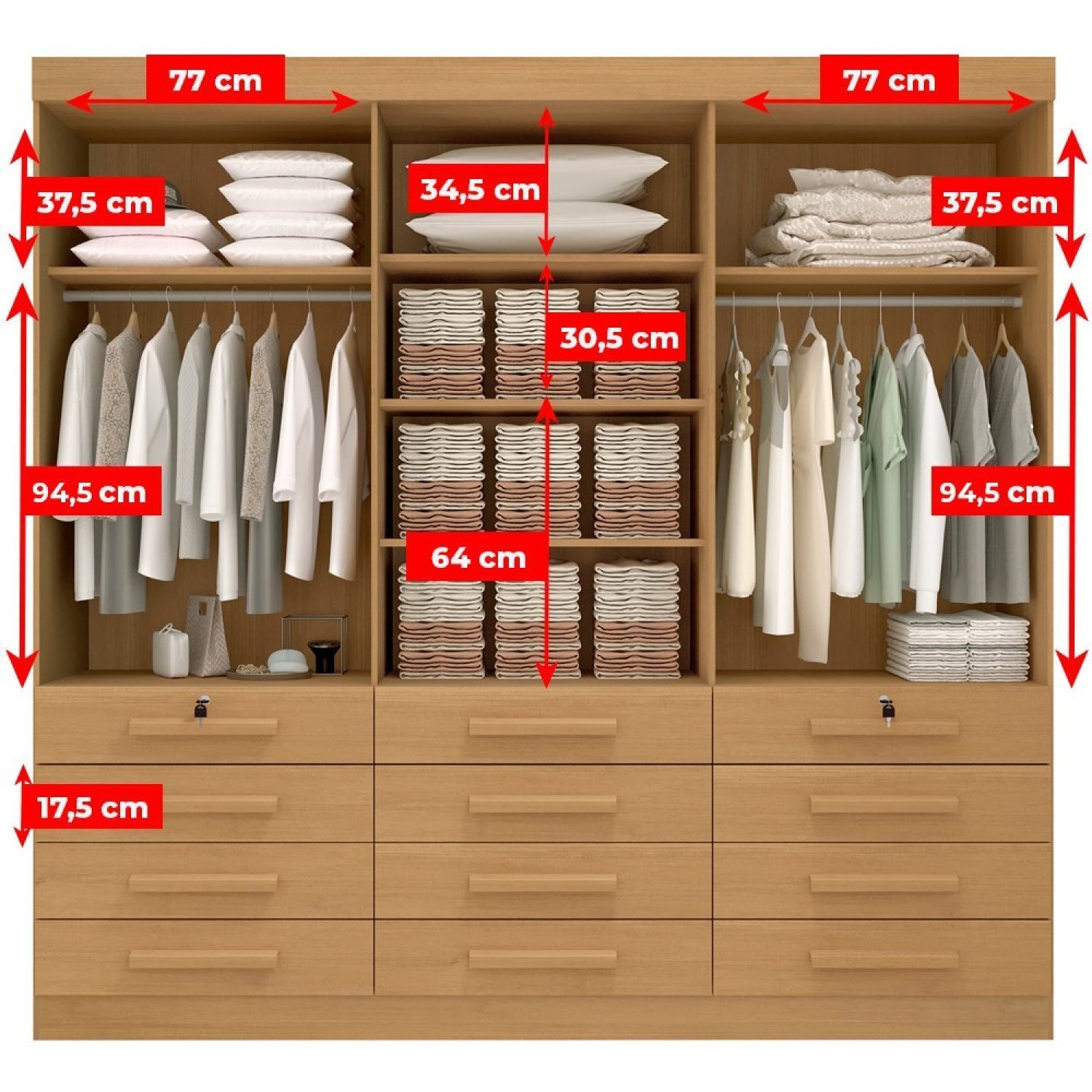 Guarda Roupa Casal MDF 6 Portas 12 Gavetas Marselha Plus - 11