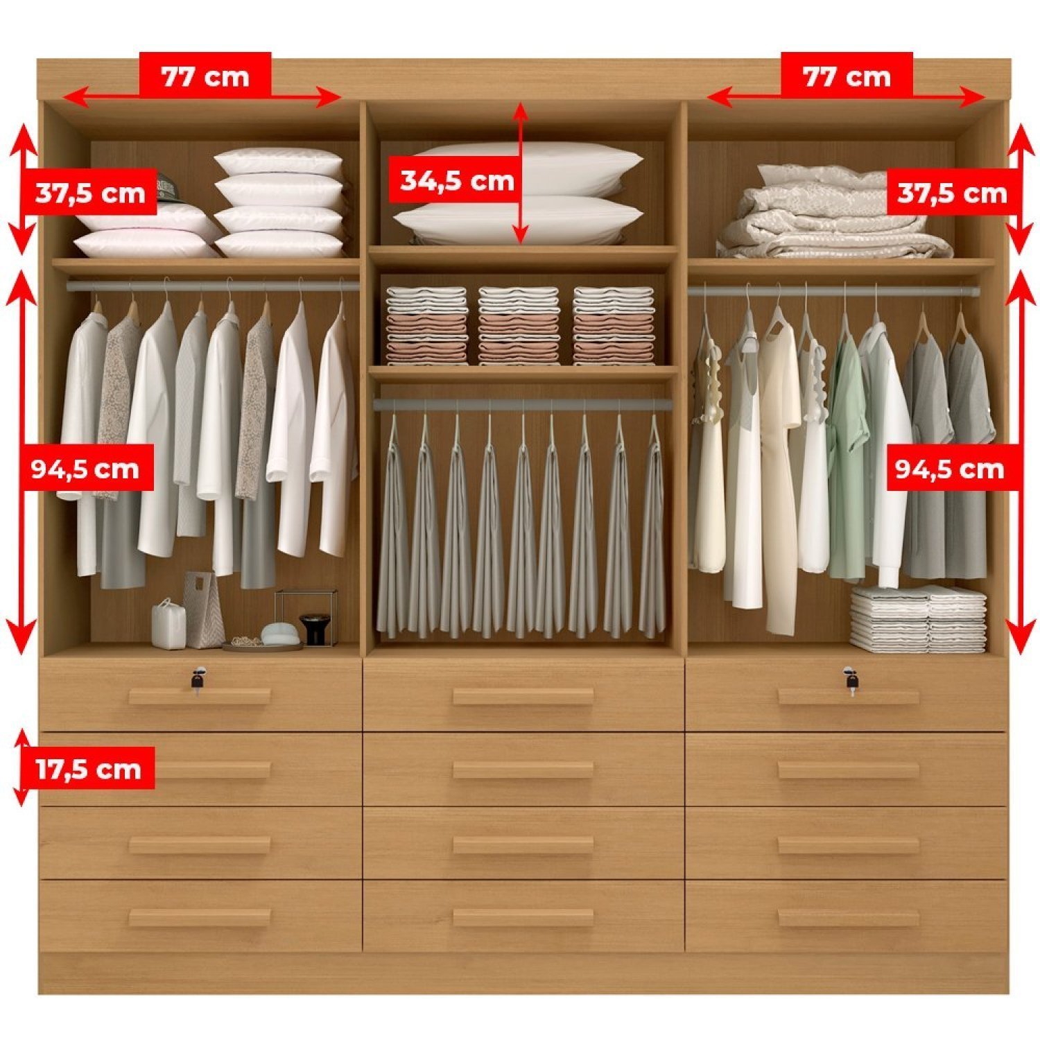 Guarda Roupa Casal MDF 6 Portas 12 Gavetas Marselha Plus - 10