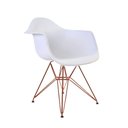 Ver imagem 4 de Conjunto Jantar Mesa Vidro Redonda 110cm com 4 Poltronas Brancas Ferro Cobre Branco