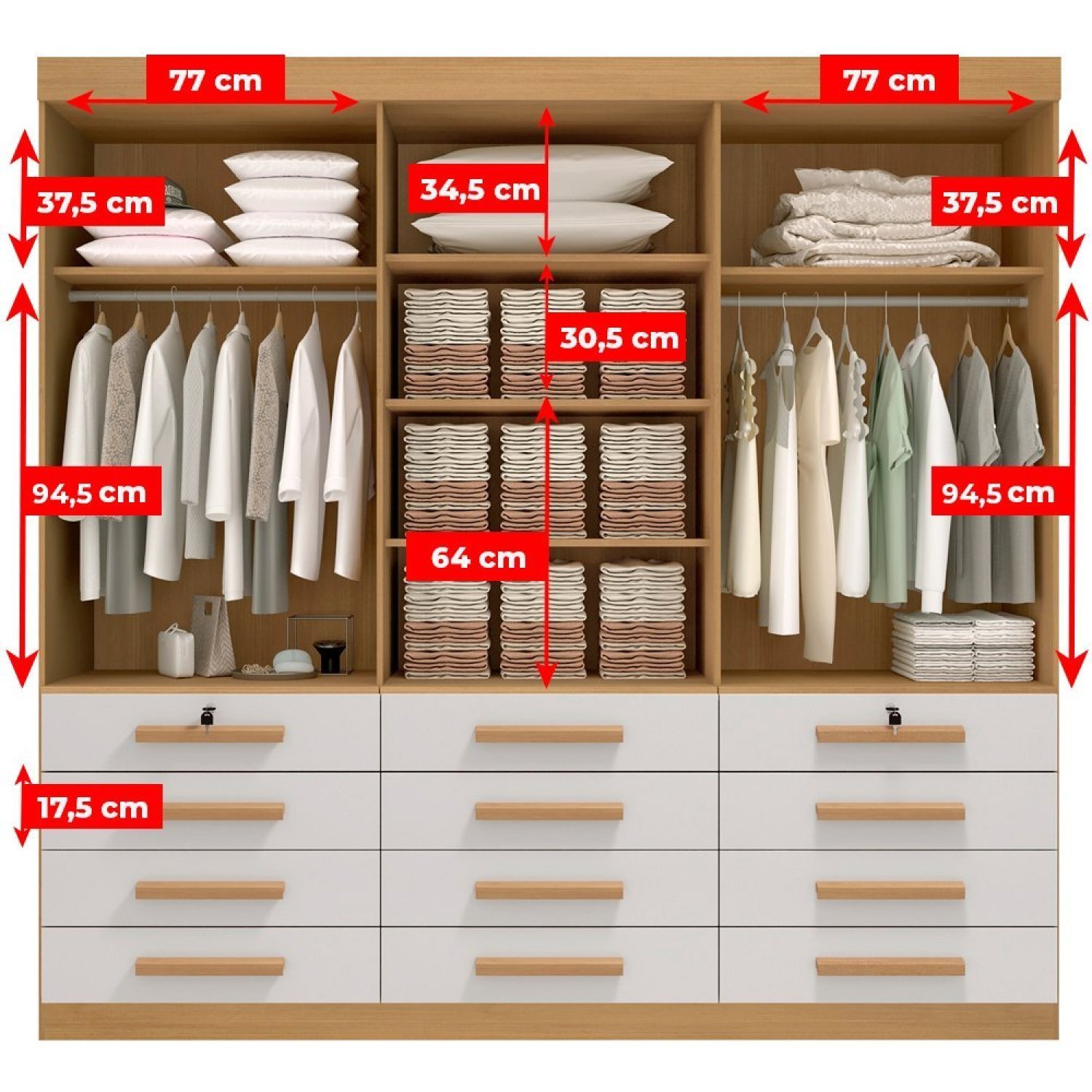 Guarda Roupa Casal MDF 6 Portas 12 Gavetas Marselha Plus - 11