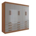 Ver imagem 3 de Guarda Roupa Casal MDF 6 Portas 12 Gavetas Marselha Plus Marrom/Cinamomo/Off White
