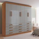 Ver imagem 1 de Guarda Roupa Casal MDF 6 Portas 12 Gavetas Marselha Plus Marrom/Cinamomo/Off White