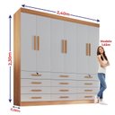 Ver imagem 4 de Guarda Roupa Casal MDF 6 Portas 12 Gavetas Marselha Plus Marrom/Cinamomo/Off White