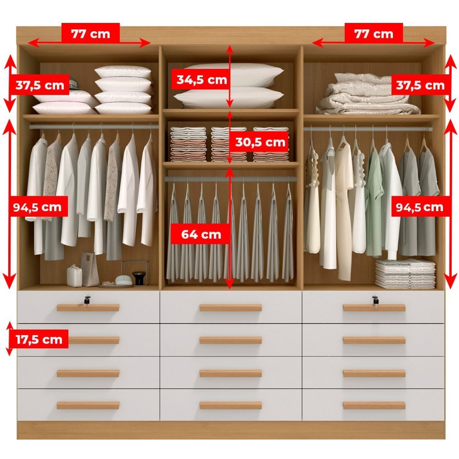 Guarda Roupa Casal MDF 6 Portas 12 Gavetas Marselha Plus - 10