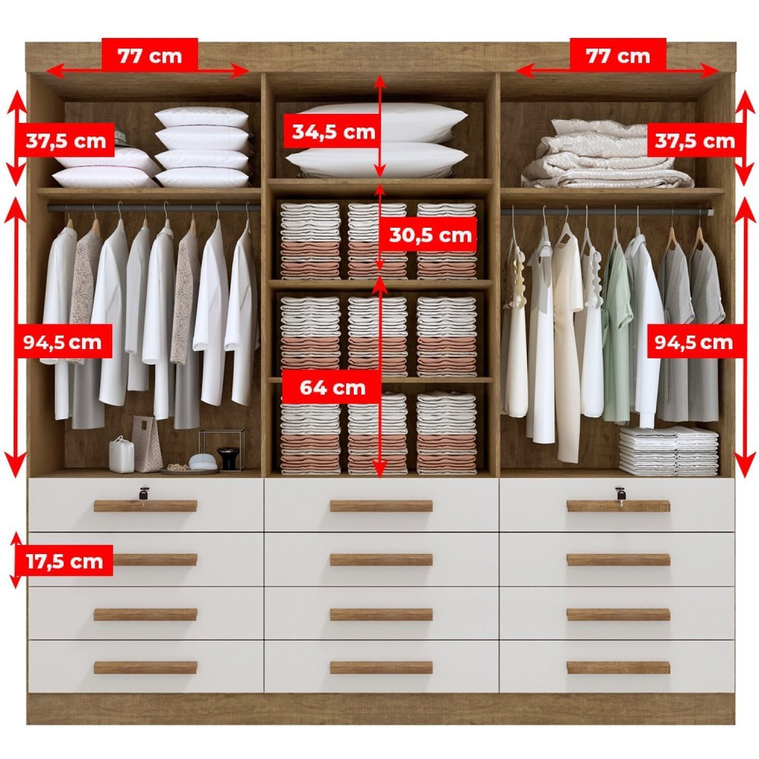 Guarda Roupa Casal MDF 6 Portas 12 Gavetas Marselha Plus - 10