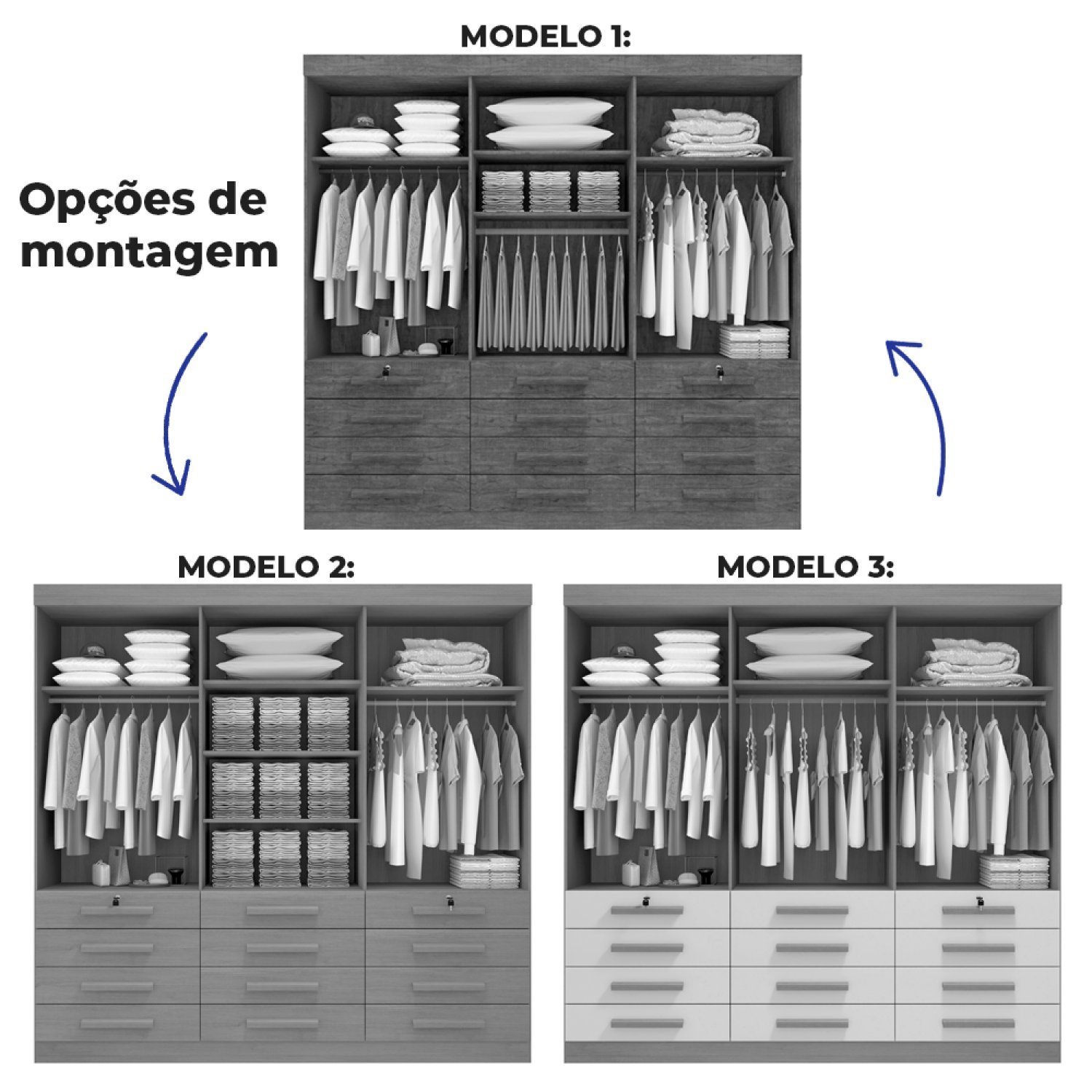 Guarda Roupa Casal MDF 6 Portas 12 Gavetas Marselha Plus - 6