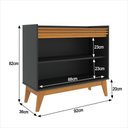 Ver imagem 7 de Conjunto Sala de Estar Buffet 2 Portas e Rack com Painel Ripado 136cm - Vianossa - Preto/cedro