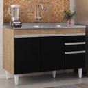 Ver imagem 5 de Balcão Gabinete com Pia Inox 120cm Michigan Castanho-preto - Lumil