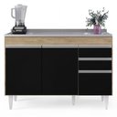 Ver imagem 3 de Balcão Gabinete com Pia Inox 120cm Michigan Castanho-preto - Lumil