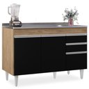 Ver imagem 7 de Balcão Gabinete com Pia Inox 120cm Michigan Castanho-preto - Lumil