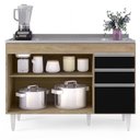 Ver imagem 6 de Balcão Gabinete com Pia Inox 120cm Michigan Castanho-preto - Lumil