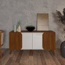 Ver imagem 1 de Buffet 1,60 Mt com 4 Portas Porto Bege/Off White/Cedro