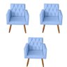 Kit 3 Poltrona Para sala de Estar Bianca Capitonê Corino Azul Bebê - Móveis Mafer - 1