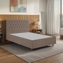 Ver imagem 1 de Kit Cama Box Casal e Cabeceira em Madeira Maciça Estofada Espresso Móveis Marrom