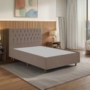 Ver imagem 1 de Kit Cama Box Casal e Cabeceira em Madeira Maciça Estofada Espresso Móveis Marrom