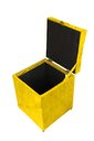 Ver imagem 2 de Puff Baú Estofado em Suede Amassado 1 Lugar Quadrado - Amarelo
