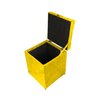 Puff Baú Estofado em Suede Amassado 1 Lugar Quadrado - Amarelo - 2