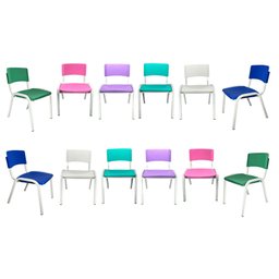 Kit 12 Cadeiras Infantil Iso Colors Brinquedoteca Escolas Creches Igrejas Ecomhome - 2