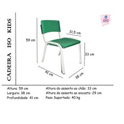 Kit 12 Cadeiras Infantil Iso Colors Brinquedoteca Escolas Creches Igrejas Ecomhome - 8