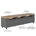 Ver imagem 4 de Rack para TV até 75 Polegadas MDF 200cm Tampo Engrossurado Mercury Marrom