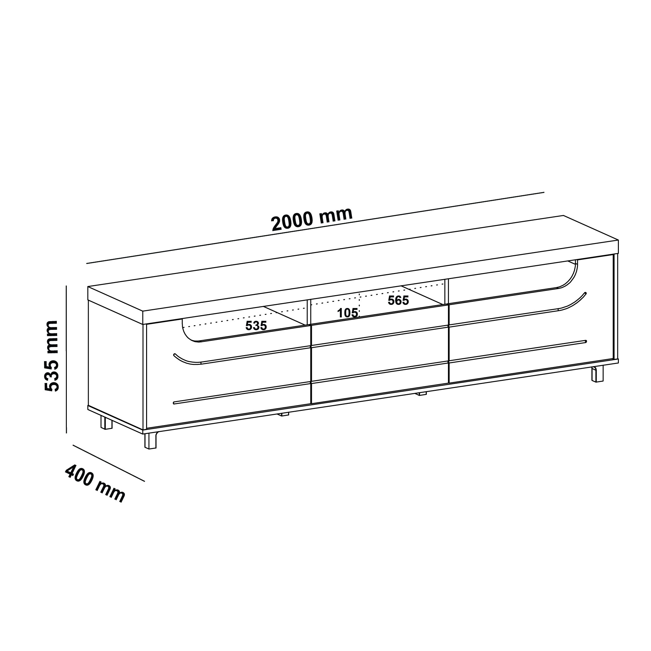 Rack para TV até 75 Polegadas 200cm 2 Portas 1 Gaveta Saturno - 3