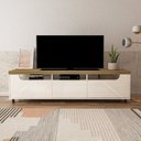 Ver imagem 1 de Rack para TV até 75 Polegadas MDF 200cm Tampo em Tamburato Mercury Artely Pinho/ Off White