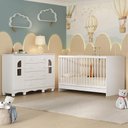 Ver imagem 2 de Berço 3 em 1 para Colchão 130x60cm com Cômoda 2 Portas 4 Gavetas Aurora Multimóveis Mp4766