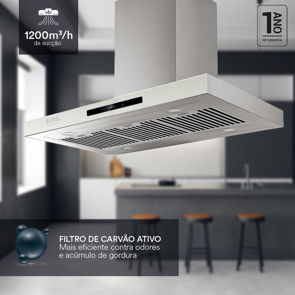 Coifa e Depurador de Ilha Eos 90cm Maxxi Air Digital Touch Tipo T em Inox Epco90itd 110v - 5