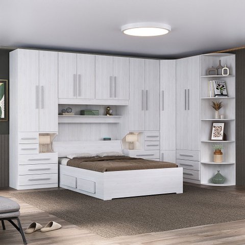 Dormitório de Casal sem Cama 1344s Carvalho Claro