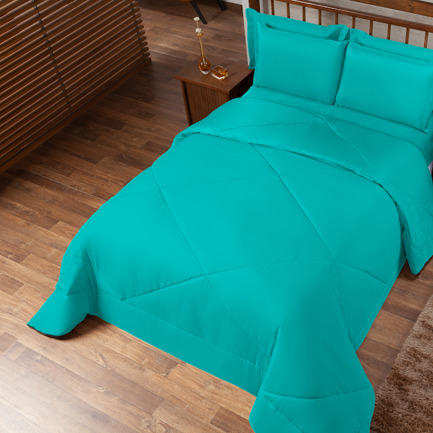 Ver imagem 1 de Kit Edredom Casal Queen 3 Peças Margarida Cama Box:tiffany