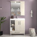 Ver imagem 1 de Gabinete de Banheiro 80cm com Lavatório e Armário Ref 680 Cewal - Branco/arenito