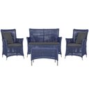 Ver imagem 1 de Jogo Sofá 2 Poltronas e Mesa Igapó Fendi E11 Trama Original Azul