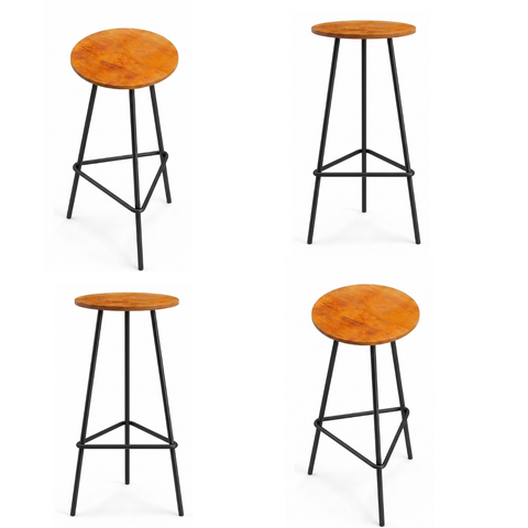 Kit 4 Banquetas Alta de Alumínio Paris 70cm Aluminium Decor Cor:Peroba