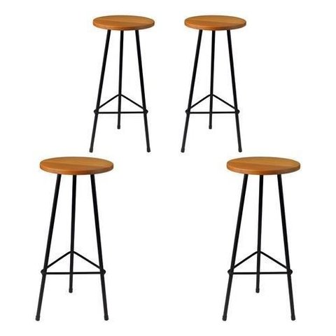 Kit 4 Banquetas Alta de Alumínio Ibiza 70cm Aluminium Decor Cor:peroba