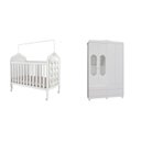 Ver imagem 4 de Quarto de Bebê com Guarda Roupa Janelado e Berço com Capitonê Maya Provençal Yescasa Branco/Brilho