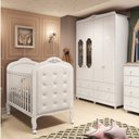 Ver imagem 2 de Quarto de Bebê com Guarda Roupa Janelado e Berço com Capitonê Maya Provençal Espresso Móveis